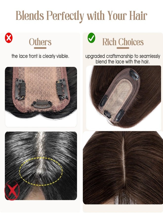 Rich Choices Hair Toppers for Women Real Human Hair No Bangs 100% Human Remy Toppers with Thinning Hairs Clip in Toppers HairPieces for Women 2.7"*5.1"Lace Base 10 Inch #2 Dark Brown - Image 4